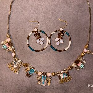 J. Crew Multicolor Beaded Necklace and Earring Set